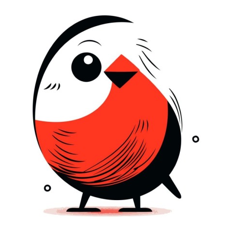 Vector illustration of a cute little red bird isolated on white