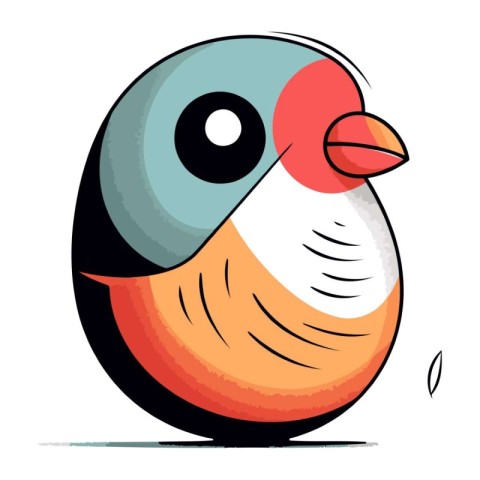 Vector illustration of cute little bird in cartoon style isolate