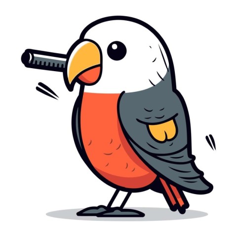 Bullfinch Bird Cartoon Mascot Character Vector Illustration.