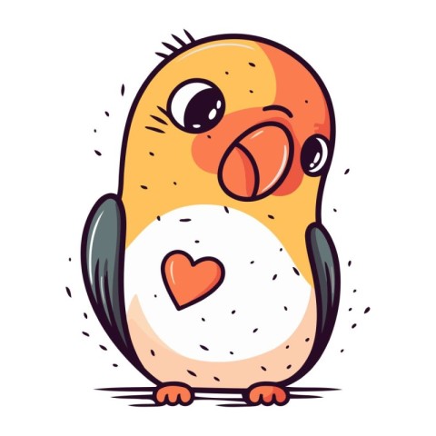 Cute cartoon parrot. Vector illustration. Isolated on white back