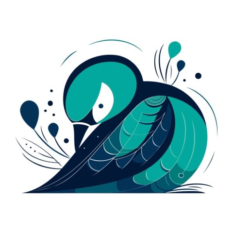 vector illustration of a stylized bird with blue wings and feath