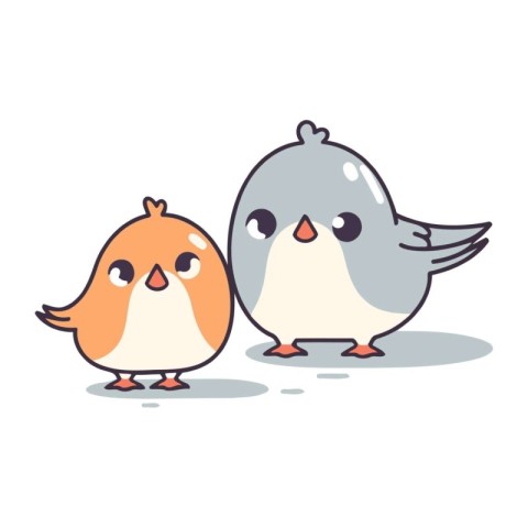 Cute birds cartoon characters. Vector illustration isolated on w