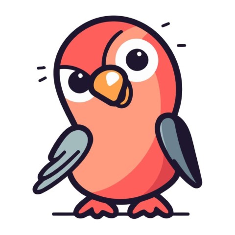 Cute cartoon bird. Vector illustration. Isolated on white backgr