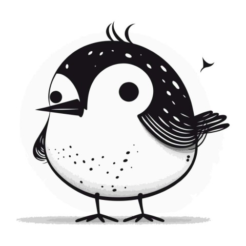 Cute little bird on white background. Vector illustration in car