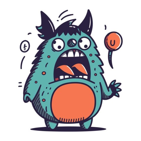 Funny monster with big eyes. Vector illustration. Cartoon charac