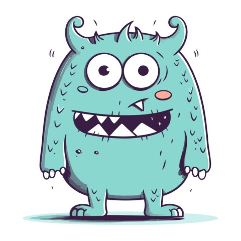 Funny cartoon monster. Vector illustration of a monster with emo