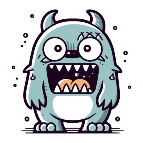 Angry cartoon monster. Vector illustration. Isolated on white ba