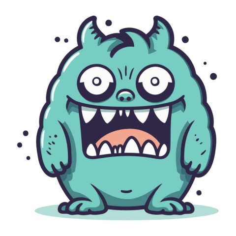 Funny cartoon monster. Vector illustration of a monster with emo