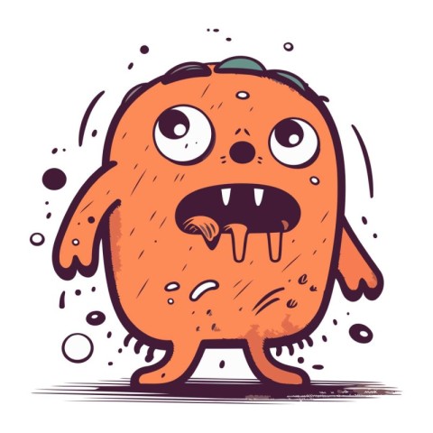 Funny cartoon monster. Vector illustration isolated on a white b