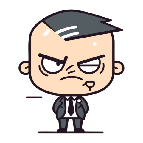 Angry Cartoon Businessman Vector Illustration. Businessman Carto