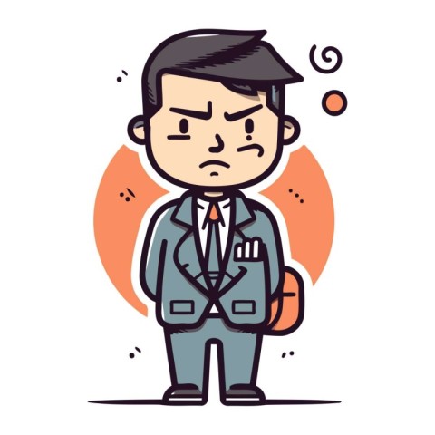 Businessman in suit and tie feeling sad and depressed. Vector il