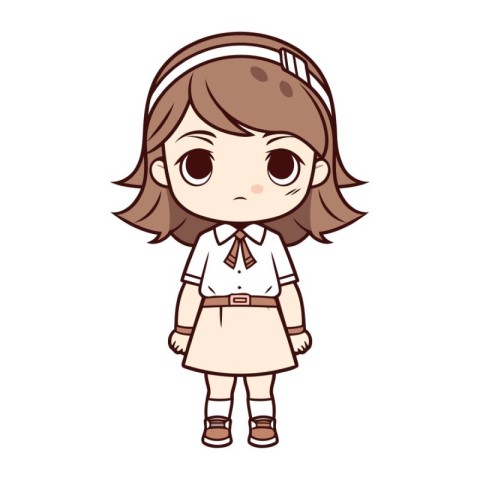 Cute little girl in school uniform. Vector illustration for your