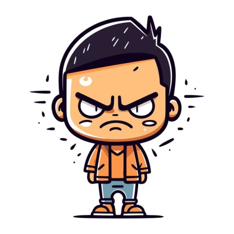 Sad man cartoon character. Vector illustration of angry man cart