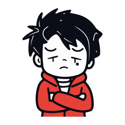 boy feeling sick. vector illustration graphic design. doodle ico