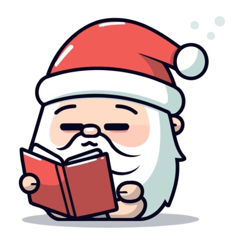 Santa Claus reading a book. Cute cartoon character vector illust