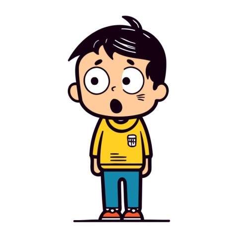 Surprised boy with big eyes. Vector illustration in cartoon styl