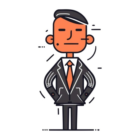 Character illustration design. Businessman in suit cartoon. thin