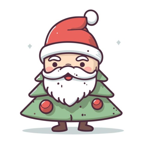 Santa claus with christmas tree. Vector illustration of Santa Cl