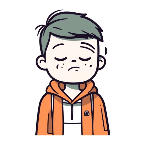 Illustration of a boy who has a cold. Vector illustration.