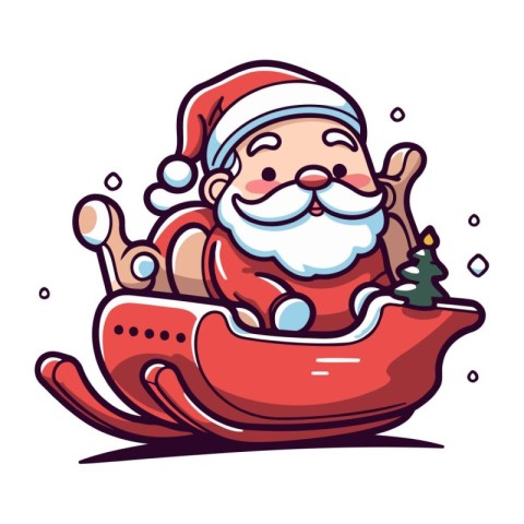 Santa Claus in a sleigh. Vector illustration for your design.