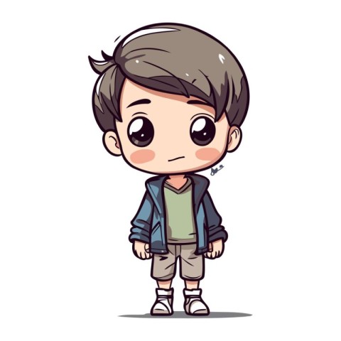 Cute little boy wearing casual clothes. Vector cartoon character