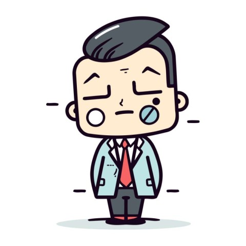 Businessman feeling sick with sore throat. Vector illustration i