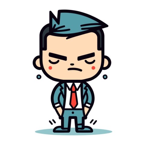 Sad Boss Cartoon Character Vector Illustration. Businessman Flat