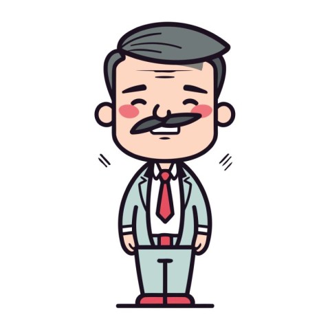 Businessman Smiling and Wearing Tie   Retro Cartoon Vector Illus