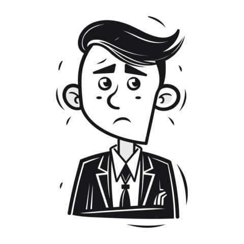 Vector illustration of a man in a suit with a sad expression.