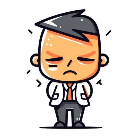 Angry Man Cartoon Mascot Character. Vector Illustration.