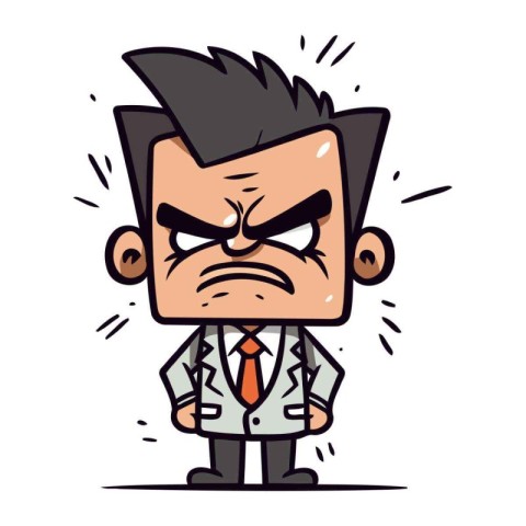 Angry businessman cartoon character vector illustration. Busines