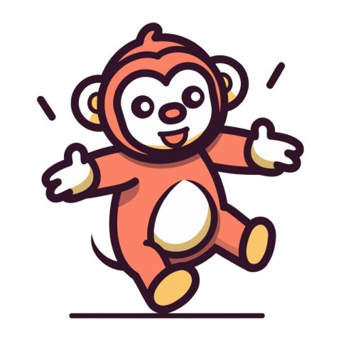 Cute cartoon monkey running. Vector illustration in a flat style