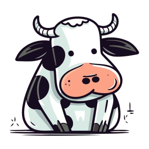 Cute cartoon cow. Vector illustration isolated on a white backgr