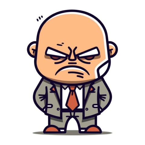 Angry boss cartoon character vector illustration. Businessman in