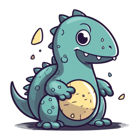 Cute cartoon dinosaur. Vector illustration isolated on a white b