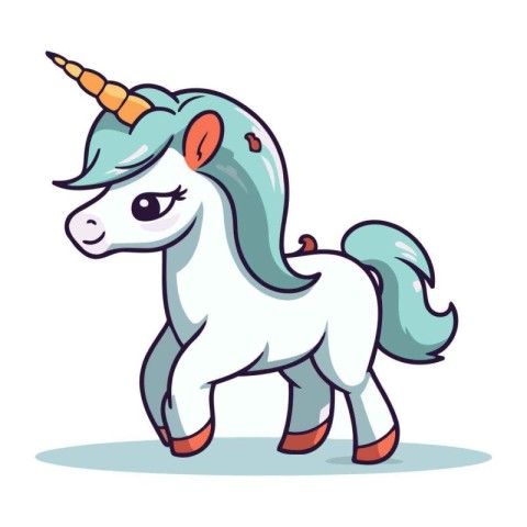 Unicorn isolated on white background. Cartoon style. Vector illu