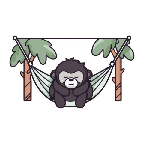 cute gorilla animal in hammock vector illustration graphic desig