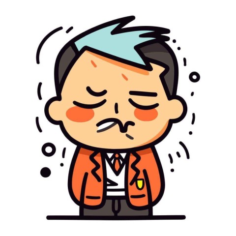 Businessman Sad Face   Cartoon Vector Illustration