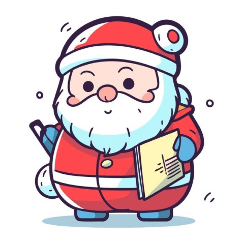 Santa Claus with a book in his hands. Cartoon vector illustratio