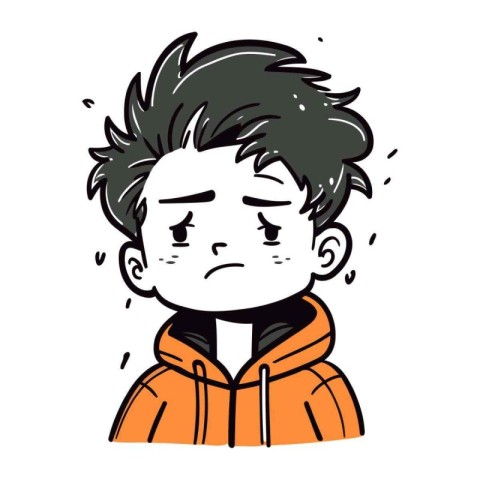 Illustration of a boy with an angry expression on his face.