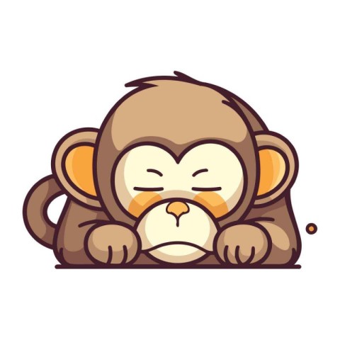 Cute cartoon monkey. Vector illustration. Isolated on white back