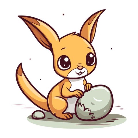 Cute little kangaroo with big egg. Vector illustration.