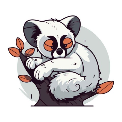 Vector illustration of a cute koala sitting on a tree branch.