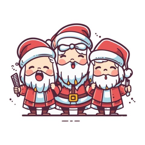 Cartoon santa claus family. Cute vector illustration.