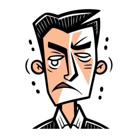 Angry man. Vector illustration of angry man in cartoon style.