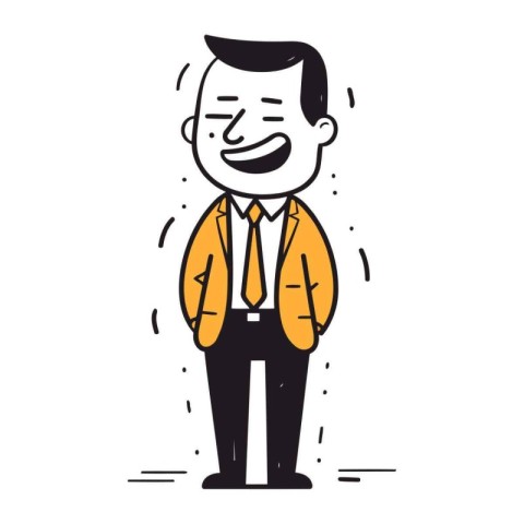 Vector illustration of happy businessman in suit. Businessman ca