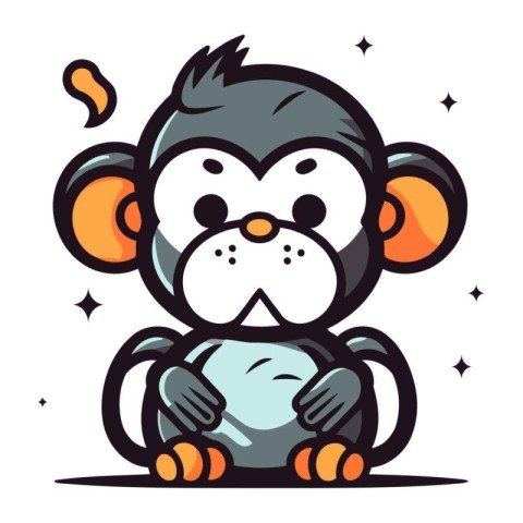 Monkey cartoon character. Vector illustration. Isolated on white