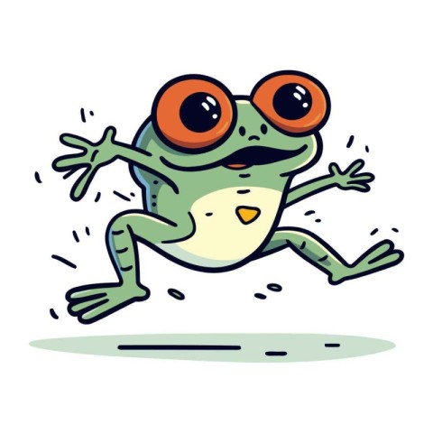 Frog jump. Vector illustration of a funny cartoon frog jumping.