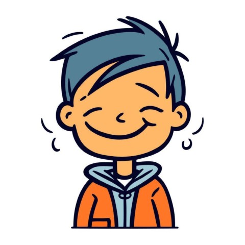 Smiling boy with closed eyes. Vector illustration in cartoon sty