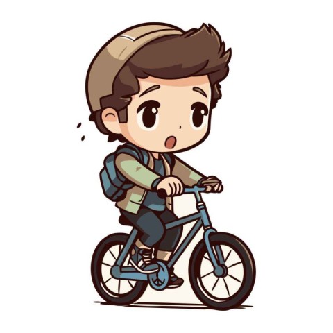 Boy riding a bicycle. Vector illustration of a boy on a bicycle.